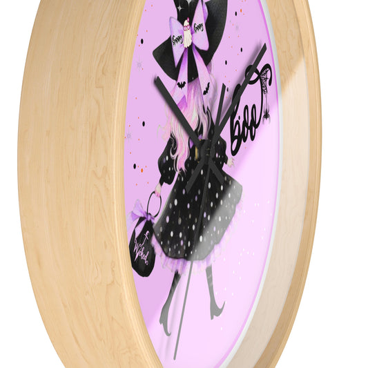 Whimsical Halloween Wall Clock, Cute Witch Decor, Spooky Home Accent, Kid's Room Decor, Unique Gift for Halloween